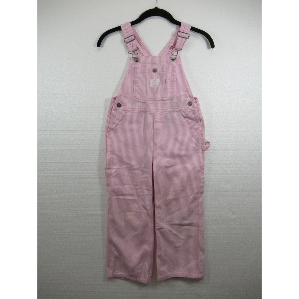 Lakin And McKey By Key Pink Hickory Stripe Overalls Girls 6